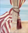 Dieser Ausschnitt aus der Illusions-Wandmalerei von Charly Brinkmann zeigt eine gemalte Kordel sowie den gemalten Stoff